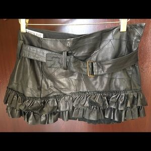 Black soft leather skirt